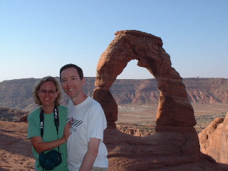 Nieka and Ken at Delicate Arch, Arches National Park, Moab, Utah Nieka and Ken at Delicate Arch, Arches National Park, Moab, Utah